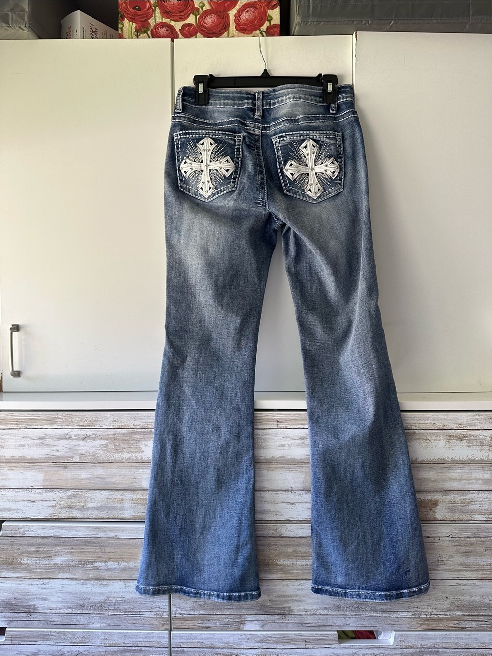 ✨ Love SOHO Embellished Cross Pocket Bootcut Jeans Size 11 Y2K